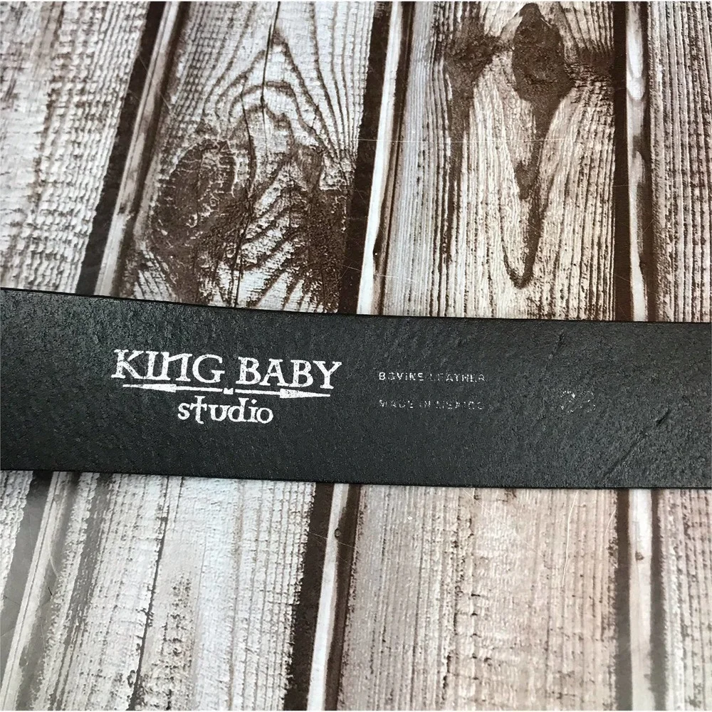 King Baby Studio black leather belt/ silver buckle